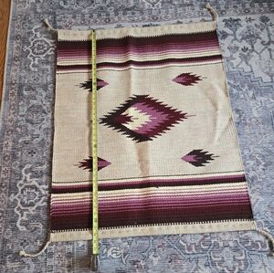 Vintage Zapotec Southwestern Style Wall Hanging in Purple and Cream